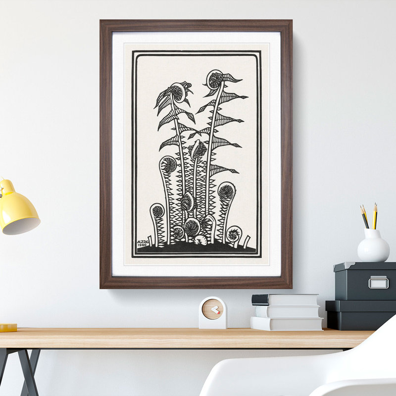 Ferns by Julie De Graag - Picture Frame Graphic Art, Walnut Framed, 36cm H x 27cm W x 2cm D