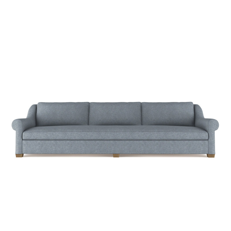 Thompson Rolled Slope-Arm Sofa, 32" H x 120" W x 46" D, Box Weave Linen Haze, Weathered
