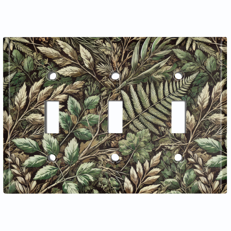 Couvercle de plaque d'interrupteur en métal; Bascule d'arbre botanique standard US 3, #3 Triple Toggle