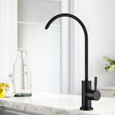 Matte Black Kitchen Drinking Water Faucet - Stainless Steel, 360 Swivel, No Dirt, Resistance To Tarnishing Steel Tap Faucet, Splash, Rust, Decoration, Leakage, Secondary Pollution