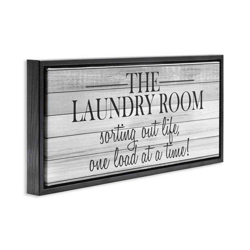 "Laundry Sorting Out Life", art mural sur toile flottant noir par Kimberly Allen, H 11 po x l 25 po