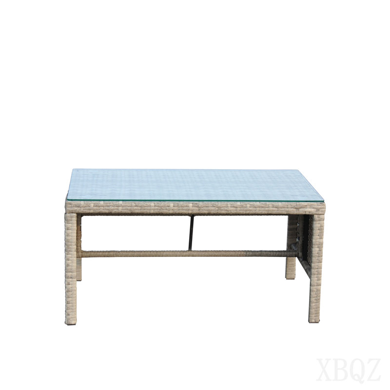 Table basse d'extérieur 1 table basse avec verre trempé transparent