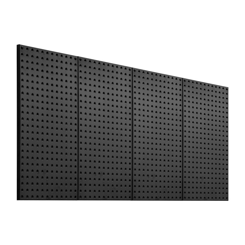 Ensemble de panneaux perforés en métal 4 pièces - Organisateur mural en acier noir pour le rangement d'outils de garage et l'organisation d'ateliers