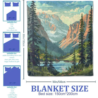 Mountain Landscape Scenic Blanket, Lightweight Soft Fleece Blankets Gifts for Women Girls Boys Adults, Throw for Living Room, Couch, Home, Sofa Decor, 30"x40"