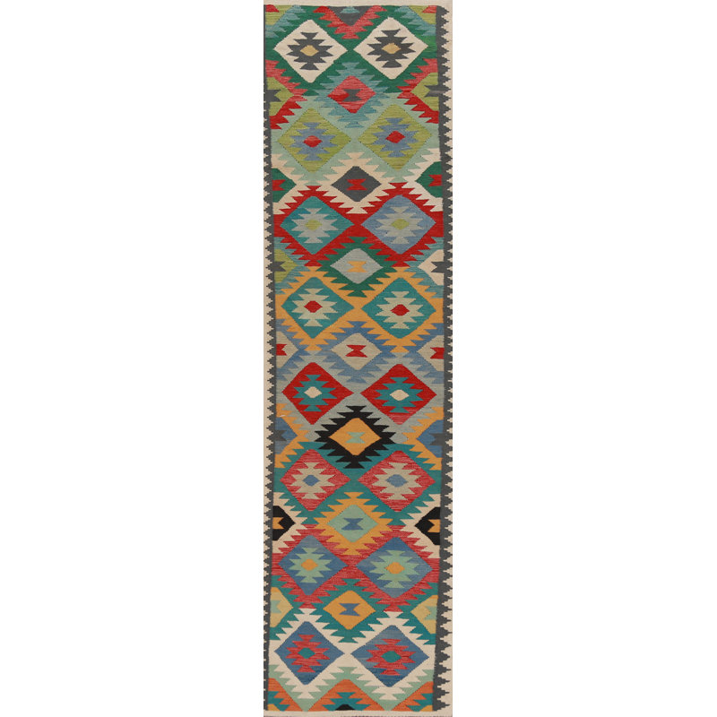 Flat Weave Wool Kilim Oriental Runner Rug 3x13