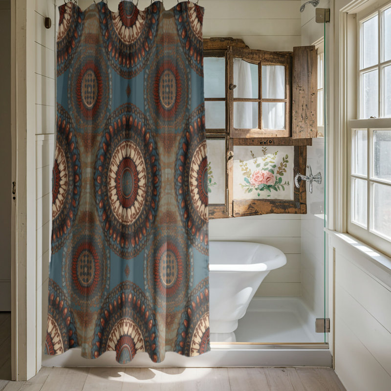 Boho Whirls - Rideau de douche Premium, H 74 po x l 71 po