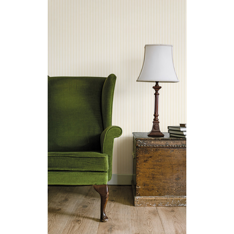Miniatures 2 Classic Stripe Design 33' L x 21" W Wallpaper Roll, Taupe/White
