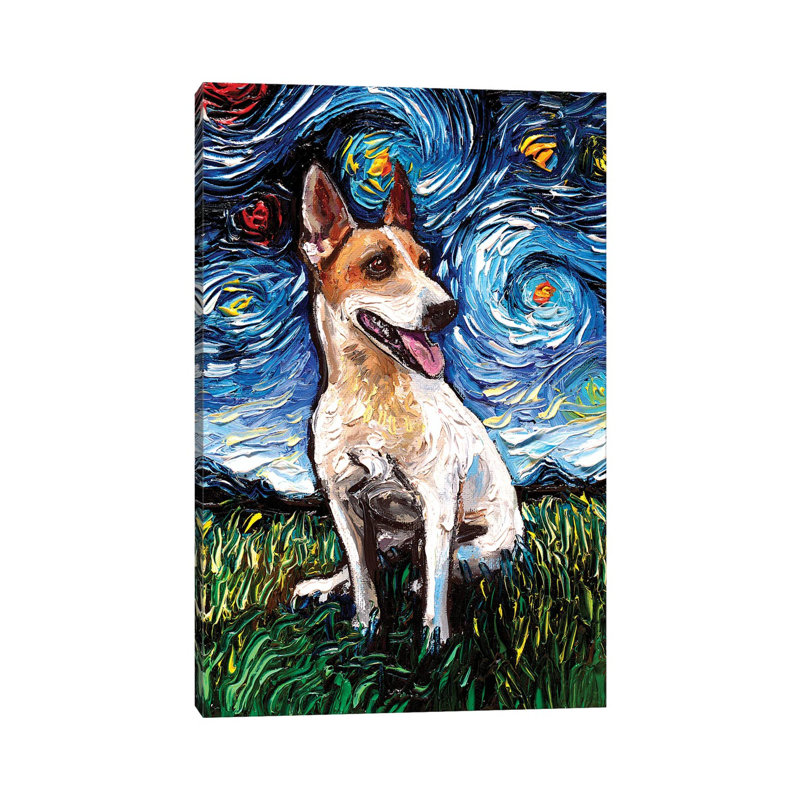 Jack Russell Terrier Night IV by Aja Trier - Print on Canvas, Wrapped Canvas, 66.04 cm H x 45.72 cm W x 1.91 cm D