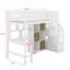 Lit mezzanine en bois avec bureau, DEL, tablettes de rangement, armoires et escalier-1711447198