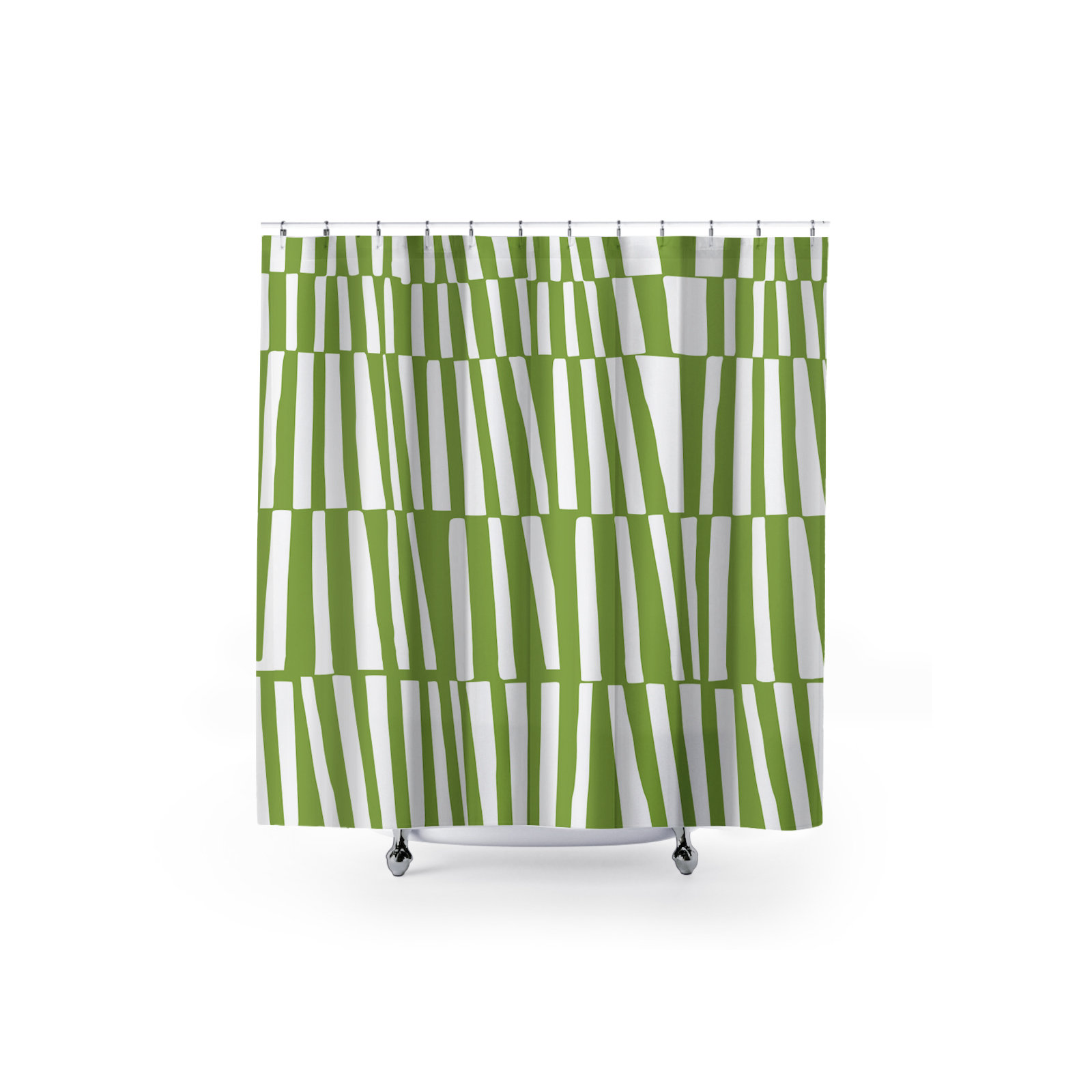 Thora Abstract Mid-Century Shower Curtain, Chartreuse