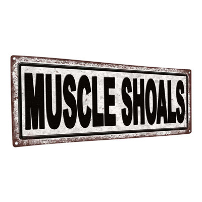 Enseigne en métal délavée Muscle Shoals