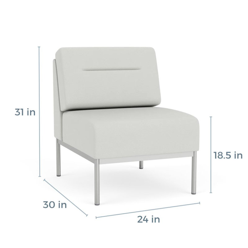 Chaise d'invité sans accoudoirs Darsey, Argent argent, Ombre portes ouvertes, Sans alimentation