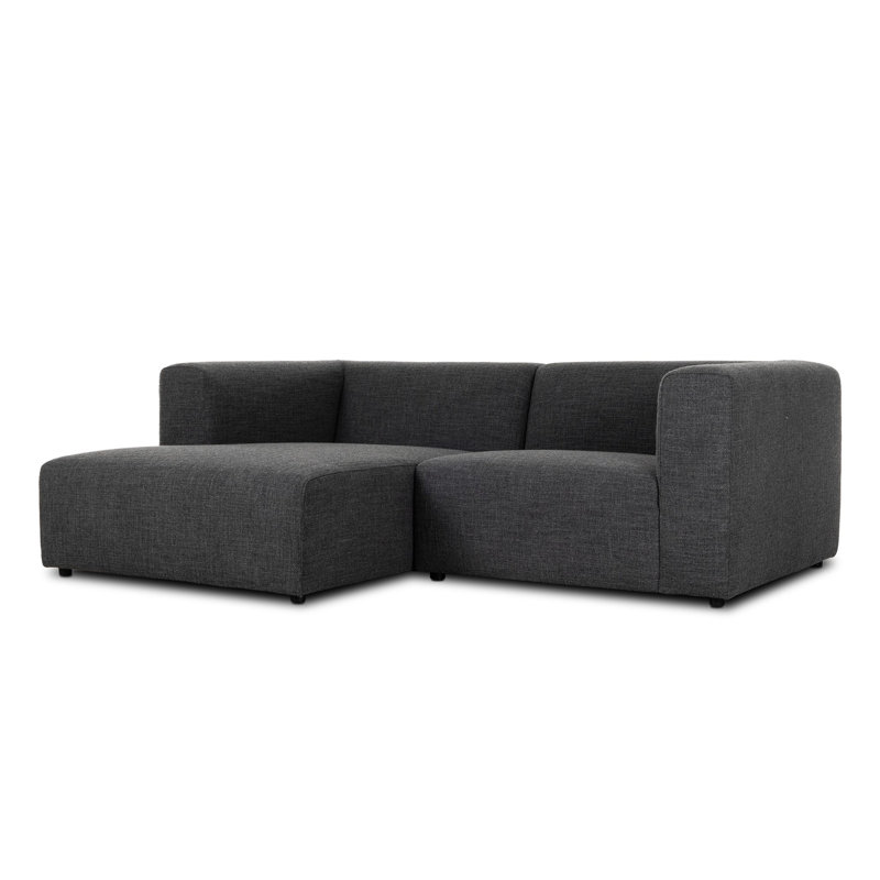 Lawndale Chaise Sectional, Left Hand Facing, Saxon Charcoal Polyester Blend