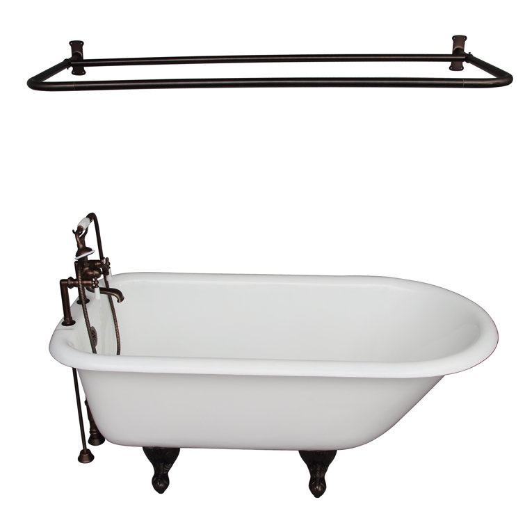 Cadmus 67'' x 30.5'' Freestanding Soaking Cast Iron Bathtub with Faucet