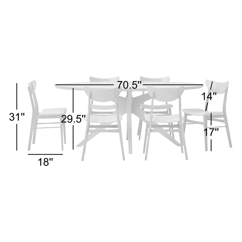 Fenway 7-Piece Walnut Finished Dining Set