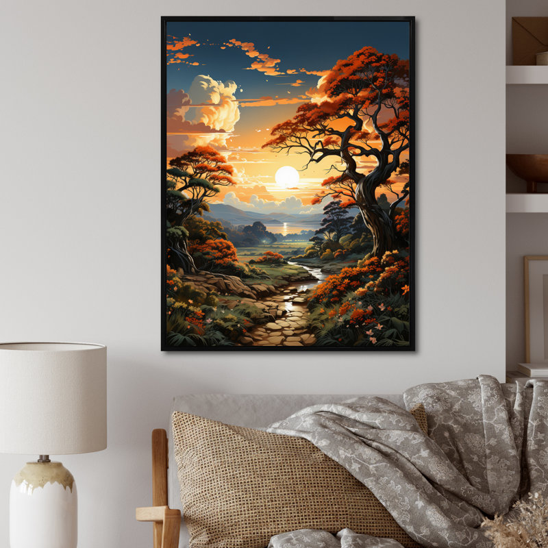 «Countryside Golden Field I» sur toile, H 40 po x l 30 po x P 1,5 po, Cadre flottant noir