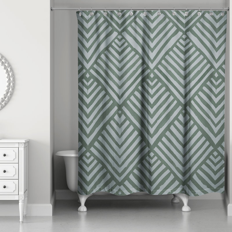 Rideau de douche géométrique simple, Vert
