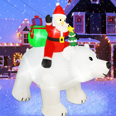 6 Foot Tall Christmas Inflatable Santa Claus On Polar Bear, LED Lights Outdoor Indoor Holiday Decorations, Christmas Blow Up Lawn Inflatables For Chri -  The Holiday Aisle®, A0CA72F129064849A7EC9F99EEA1F056