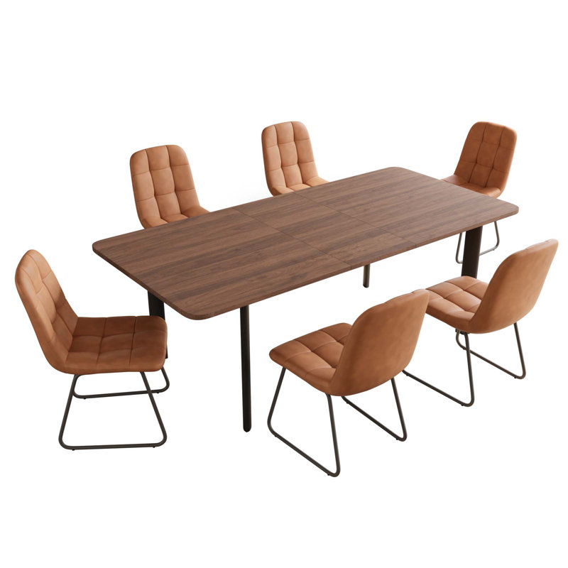 6 - Person Drop Leaf Dining Set, Brown