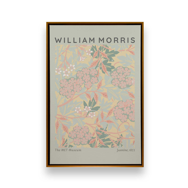 «Soft Sage Jasmine» par William Morris, H 18,75 po x l 12,75 po x P 1,75 po, Cadre flottant or poli