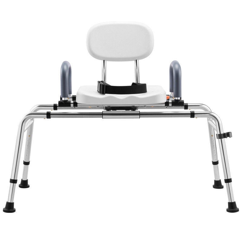 Sliding Shower Chair, 400 lbs Tub Transfer Bench for Bathtub with Swivel Seat, Shower Bench with Pivoting Arms and Backrest, Height & Width Adjustable for Handicap, Seniors, Elderly and Disabled