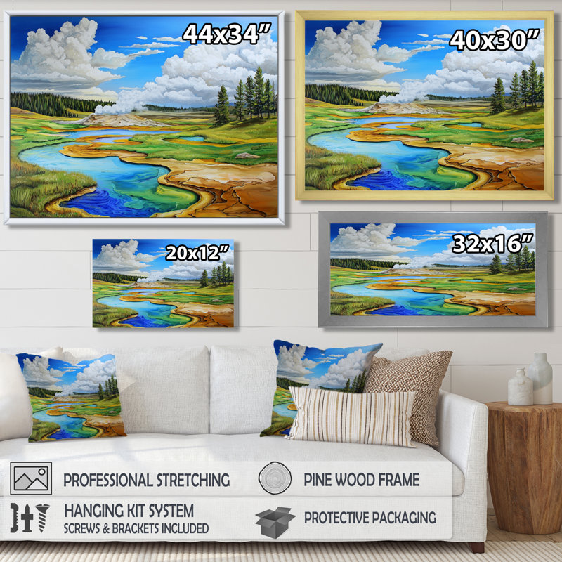 Impression sur toile Yellowstone Majesty Lake I - Wyoming, H 16 po x l 32 po, Noir