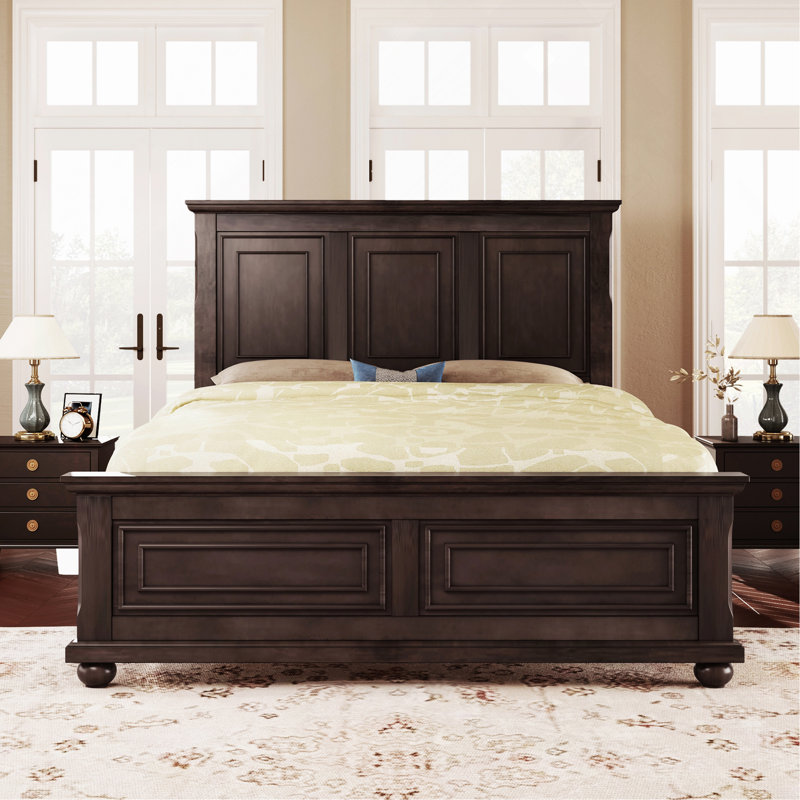 Base de lit tête de lit style pin traditionnel, Grand lit