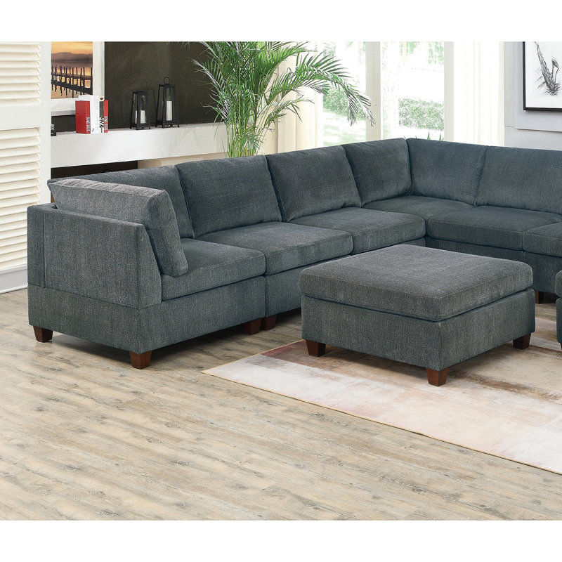 1 pièce OTTOMAN SEULEMENT Chenille Tissu Cocktail OTTOMAN Siège Coussin Mobilier de salon, Bleu