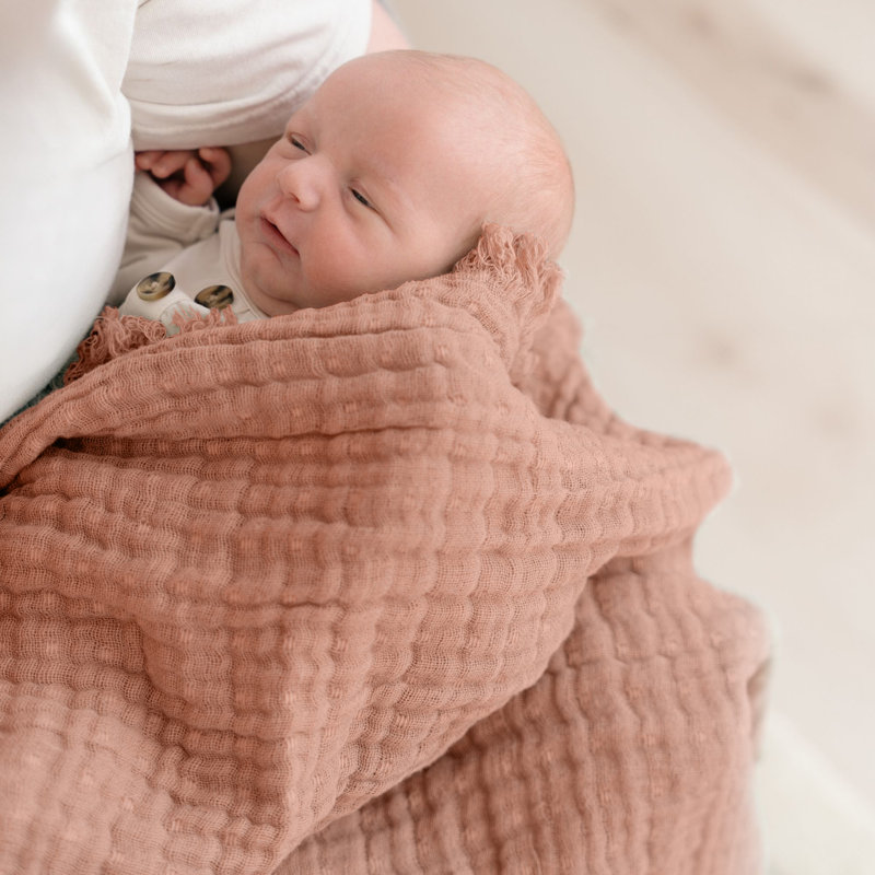 Blush Ombre Muslin Blanket, Green