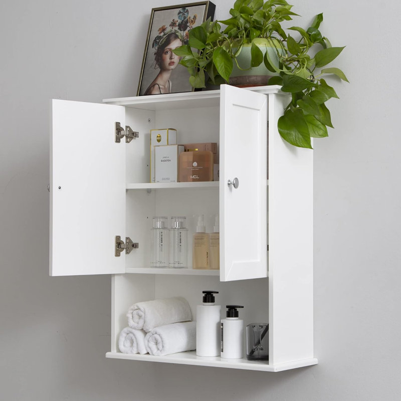 Armoire murale en bois massif Beedon, Blanc
