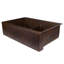 33" Hammered Copper Kitchen Apron 50/50 Double Basin Sink with Short 5" Divider w/ Matching Drains and Accessories
