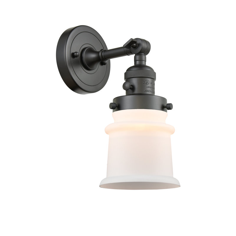 Applique murale à bras 1 lumière Madelyn, Ampoule incandescente rétro de 60 watts, Bronze huilé, Blanc mat
