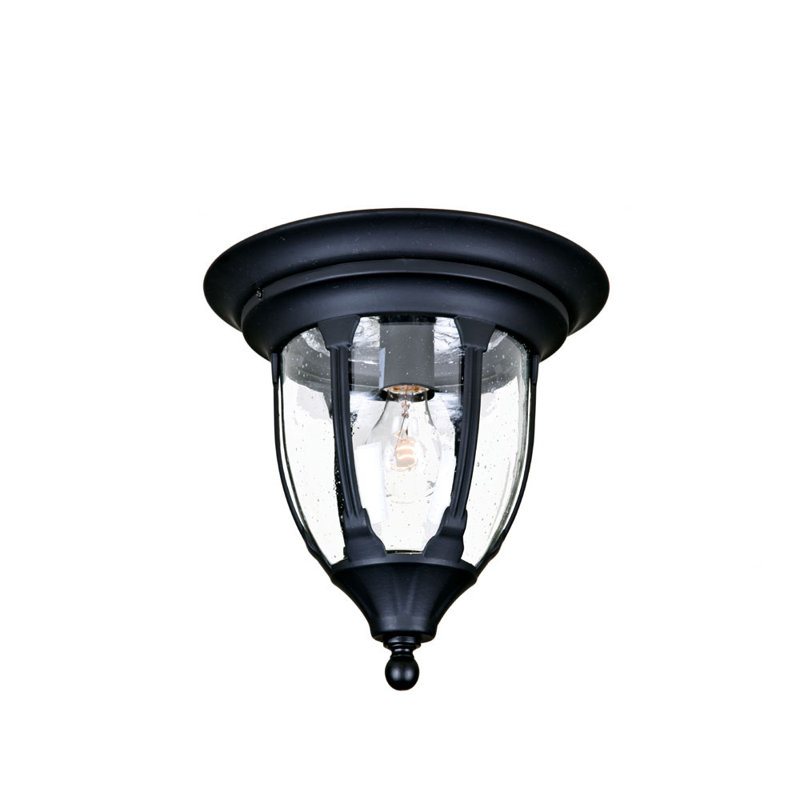 Plafonnier encastré 1 lumière Pritchard, Noir mat, Martelée transparente