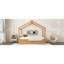 Lit plat House House avec deux tiroirs, tête et pied de lit, toit, naturel