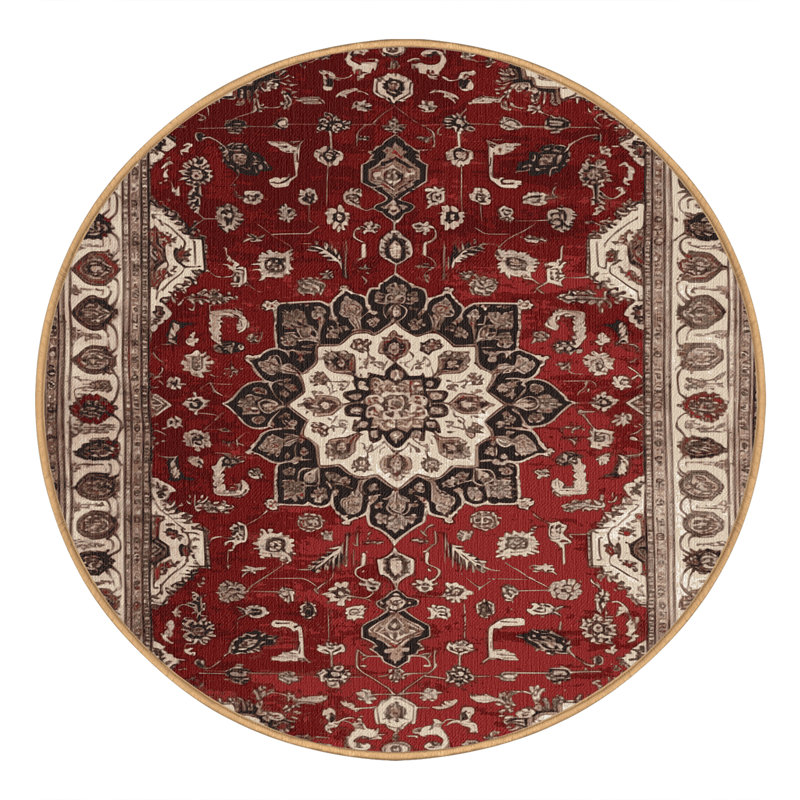 Tapis brun lavable à la machine, Rond 5 pi