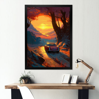 Forest Drives In Classic Car II - Retro, reproduction d'art mural