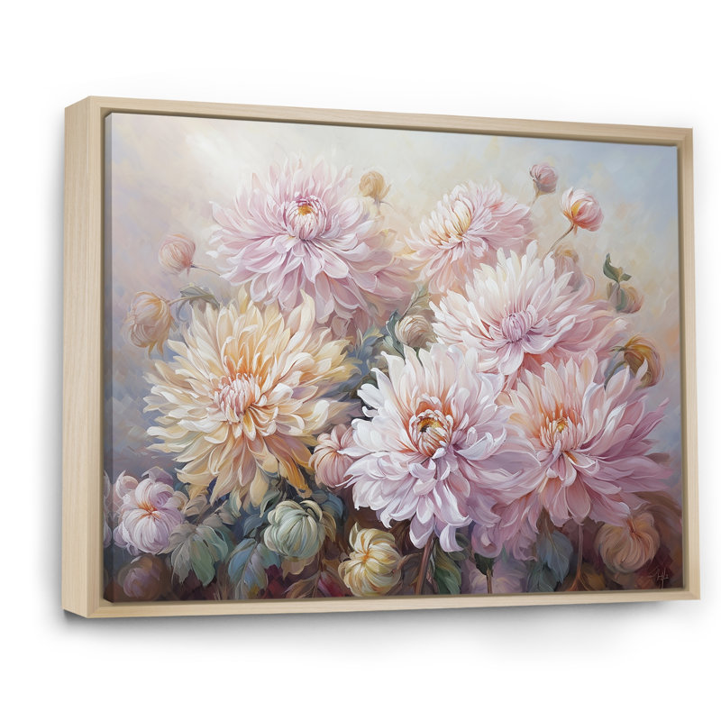 Reproduction d'art sur toile rose et mauve, Cadre naturel flottant, H 16 po x l 32 po x P 1 po