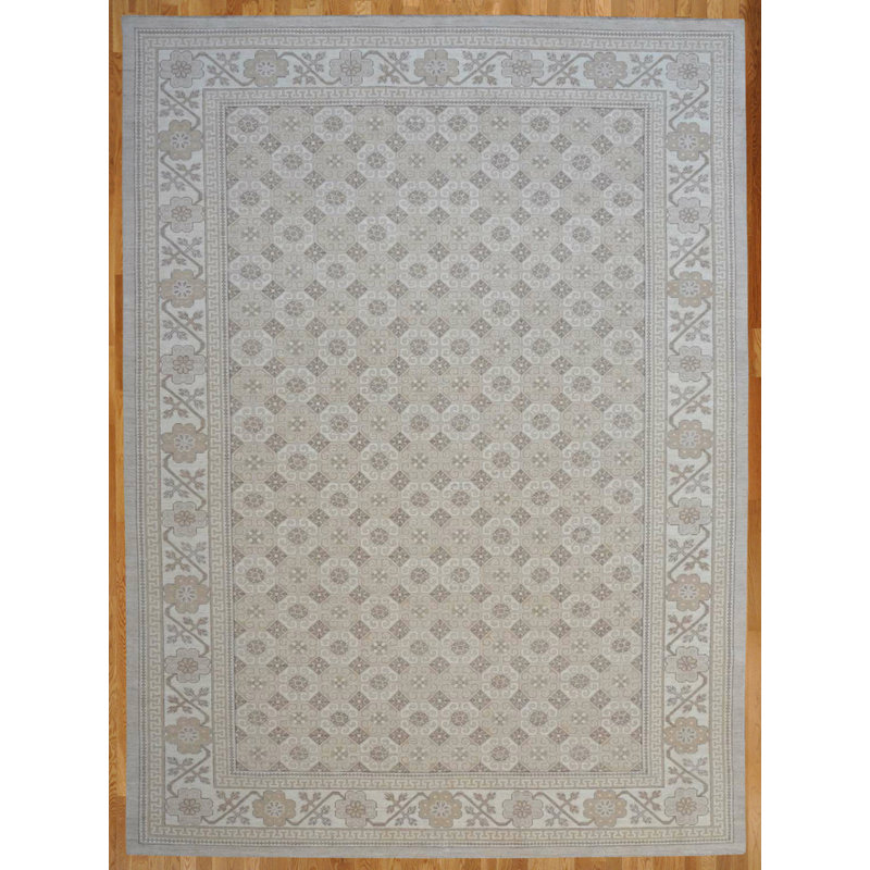 Tapis de la zone en laine 12 pi x 18 po à la main one-of-kind noué la 2010
