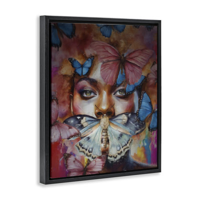 «Moths & Flutterby», art mural encadré doré sur toile, par Jesse Keith