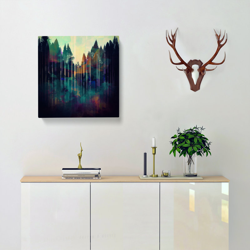 Forest Glitch Art No.2 - Wrapped Canvas, 35cm H x 35cm W x 3cm D