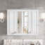 Armoire de salle de bain murale avec 5 tablettes réglables, porte à miroir et rangement au-dessus de la toilette