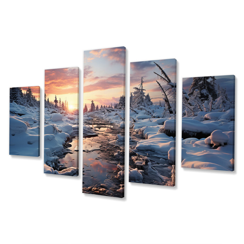 Frozen Wilderness Winter Landscape II - impression d'art mural paysages - 5 panneaux