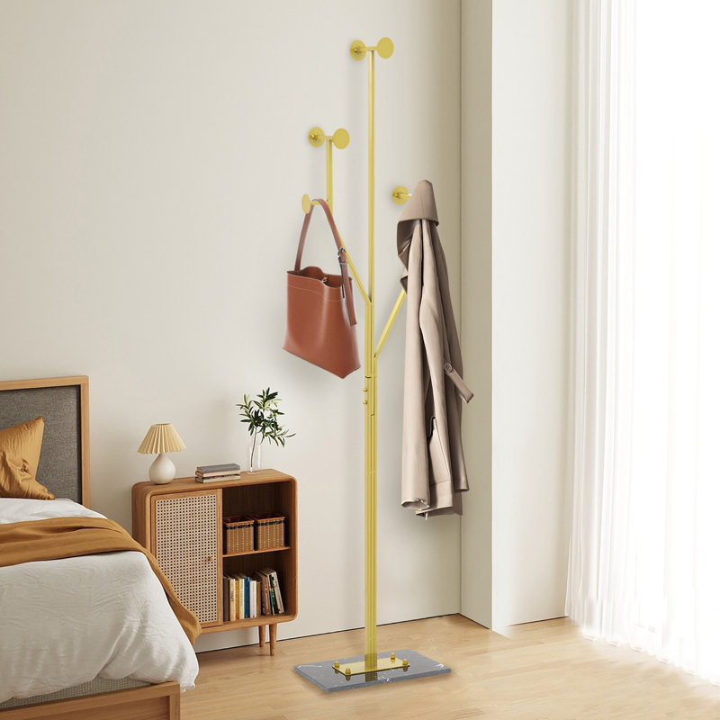 Heavy Duty Coat Rack, Freestanding Coat Tree, Marble Base Corner Coat Rack