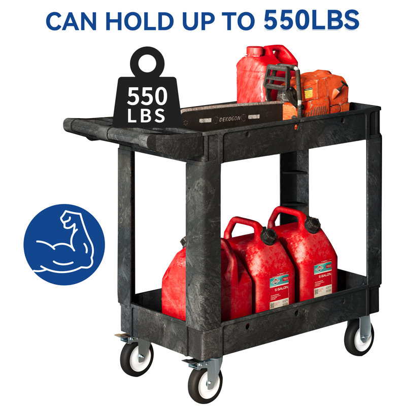 2-shelf Utility Cart Service Cart with Wheels