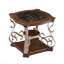 Table de bout, plateau en papier marbré, panneau de fibres à densité moyenne avec tablette centrale Brich, pieds en métal thermolaqués. (L 26,2 po x l 26,2 po x H 24 po), table de bout