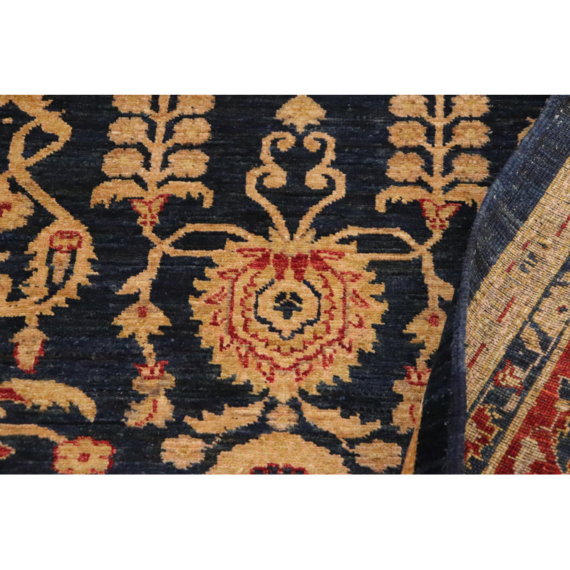 Tapis oriental noir / brun / rouge en laine noué à la main 9 pi x 12 pi Oriental