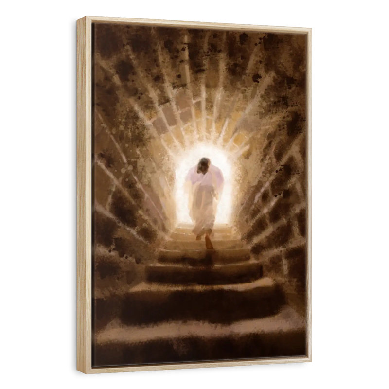 Résurgence du Christ, Floating Frame Natural Wood, 21 po x 31 po