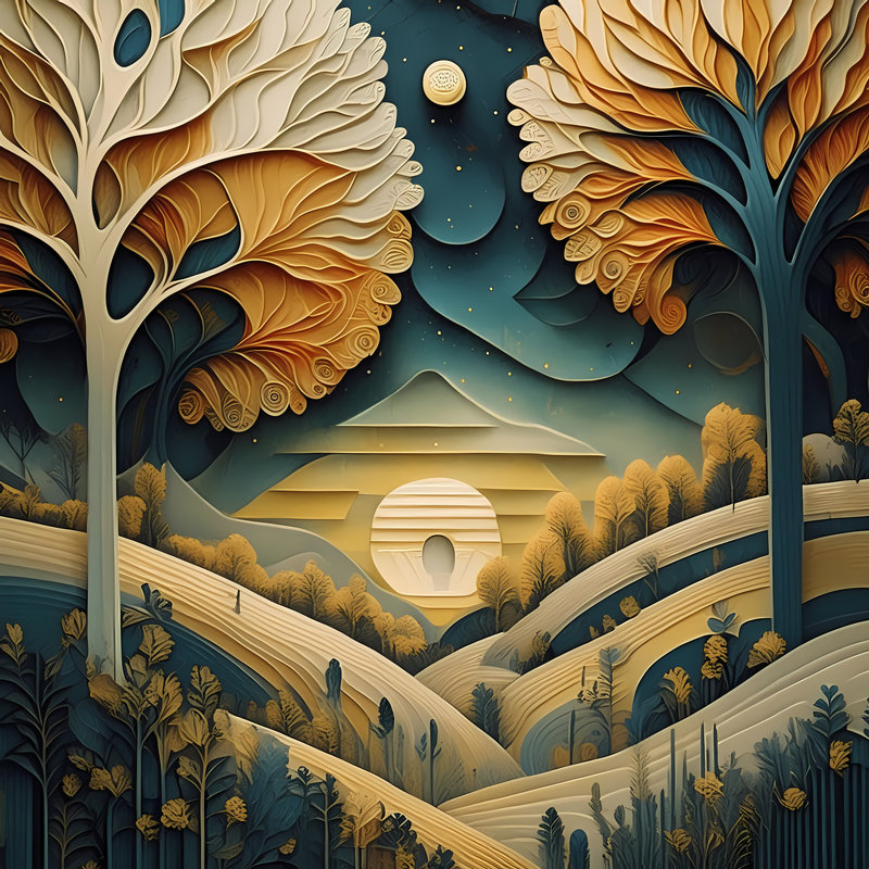 Moonlit Mountain, 24" H x 24" W