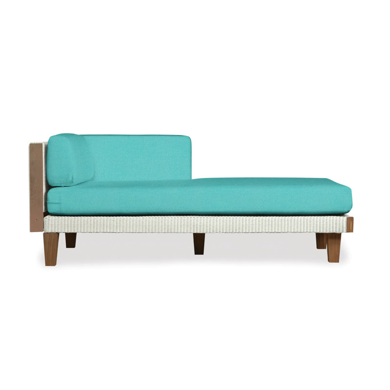 Catalina Outdoor Teak Chaise Lounge, Sailcloth Seagull, Ivory