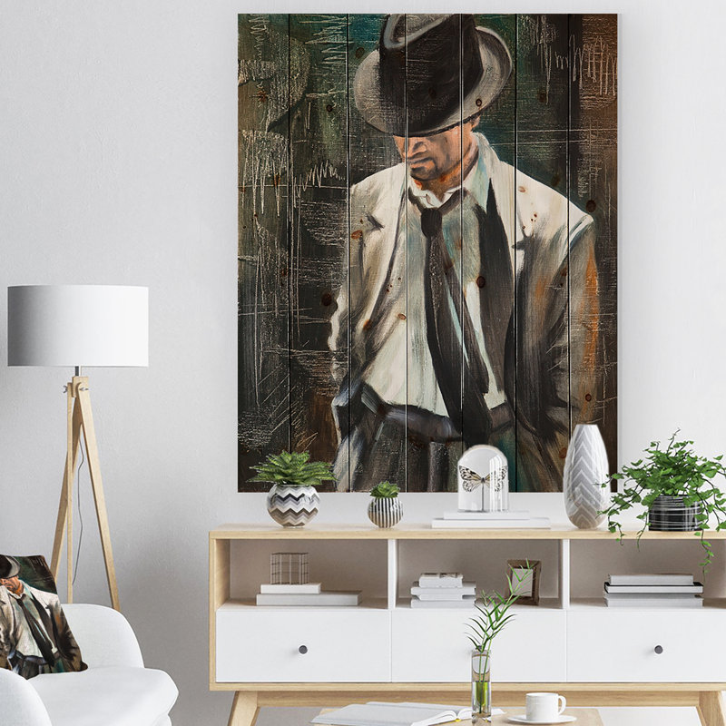 The Gentleman - Shabby Elegance Wood, décoration murale - bois de pin naturel, H 40 po x l 30 po x P 1 po